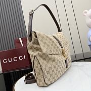 Gucci Jackie Flap large crossbody bag in sand and brown GG canvas 43CM - 5