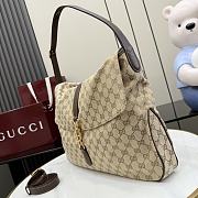 Gucci Jackie Flap large crossbody bag in sand and brown GG canvas 43CM - 4