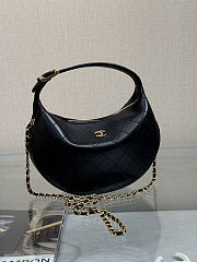 Chanel Top Handle Soft Hobo with Chain Black Lambskin 24×16×7cm - 5