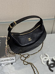 Chanel Top Handle Soft Hobo with Chain Black Lambskin 24×16×7cm - 6