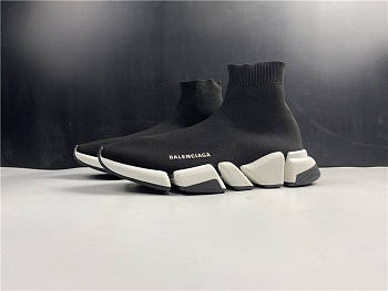  Balenc1a9a Black & White Speed 2.0 Sneakers